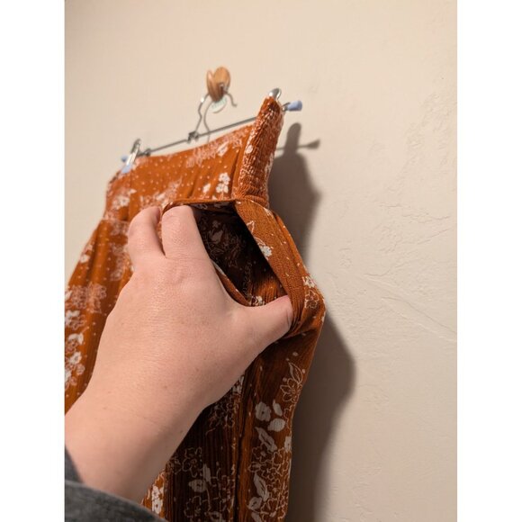 Three Dot Rust Floral Print Elastic Waist Pants - Picture 2 of 5